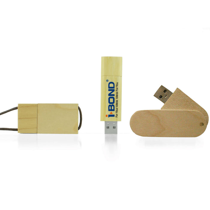 VTU041 - USB2.0 Wood Bamboo Flash Drive-Multiple Shapes